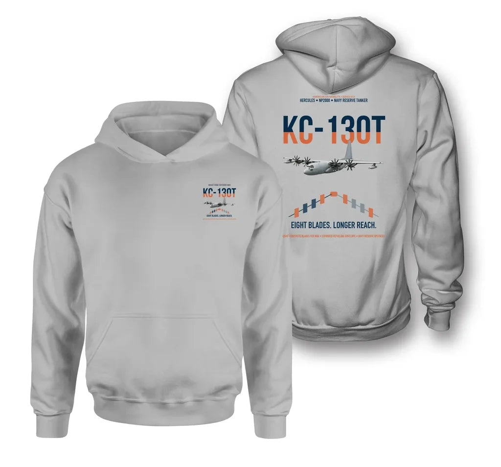 KC-130T NP2000 design on light gray double-side hoodie, double-side print