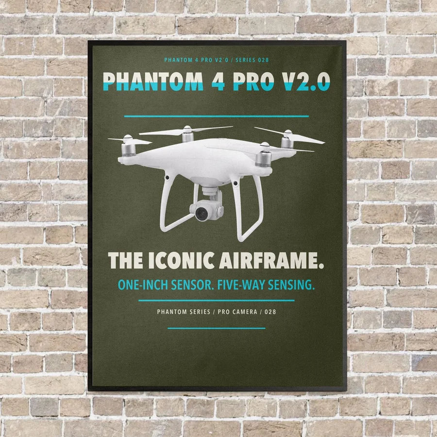 DJI Phantom 4 Pro V2.0 vertical canvas print - framed - green army background