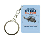 Thumbnail for Airbus H215M design on light blue designed key chain, double-side print