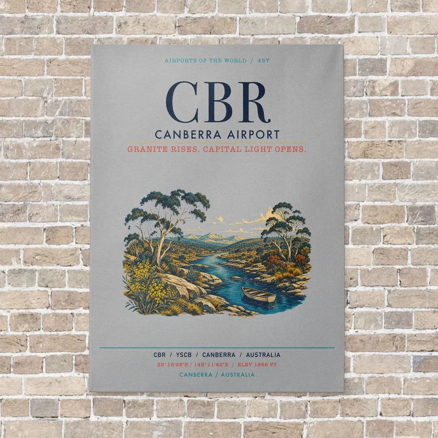 Canberra Airport CBR vertical canvas print - no frame - light gray background