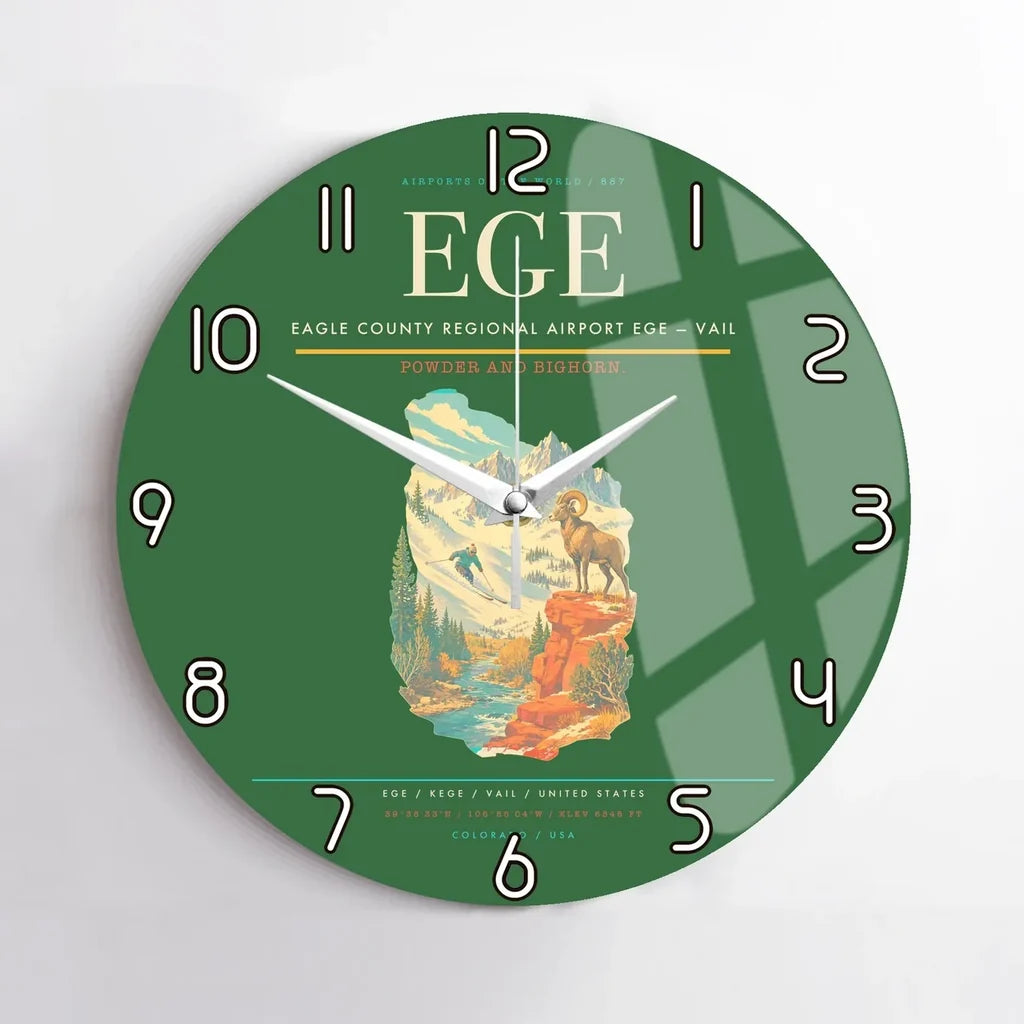 Eagle County Regional Airport (EGE) design on green no frame wall clock