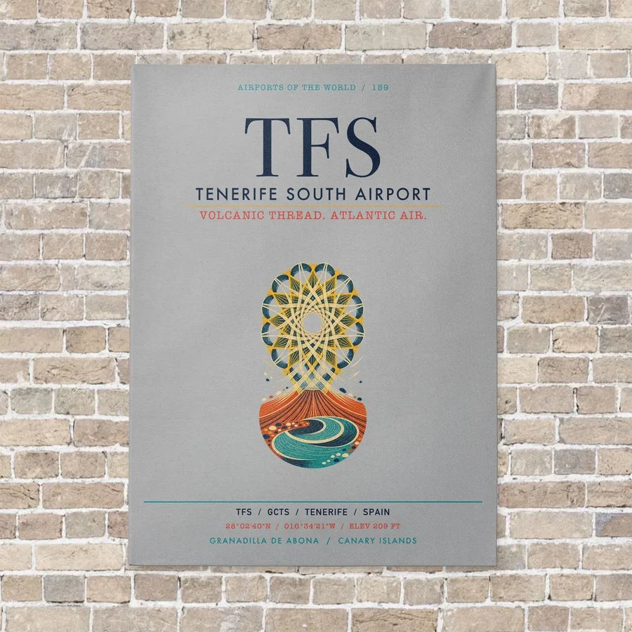 Tenerife South Airport TFS vertical canvas print - no frame - light gray background