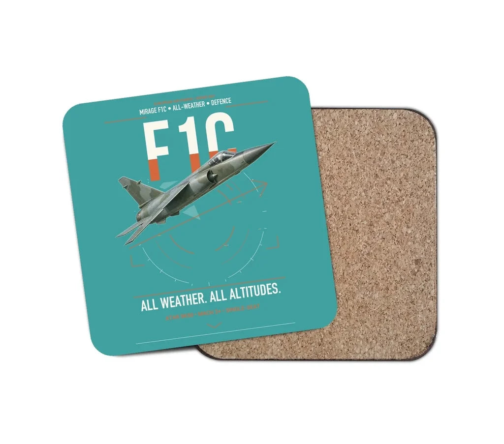 Dassault Mirage F1C design on turquoise 1 piece coaster