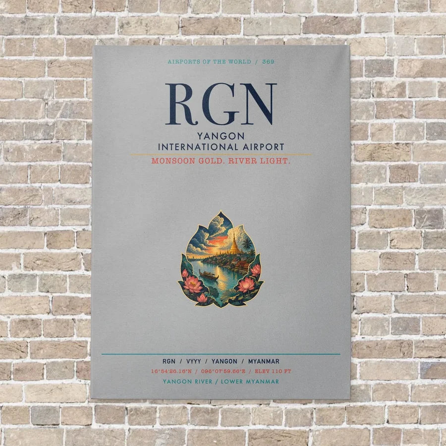 Yangon International Airport RGN vertical canvas print - no frame - light gray background