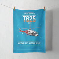 Thumbnail for Turkish Aerospace T625 Gökbey design on turquoise towel