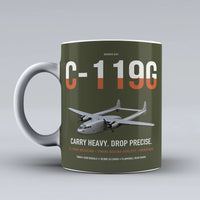 Thumbnail for C-119G Flying Boxcar design on green army ceramic mug, double-side print