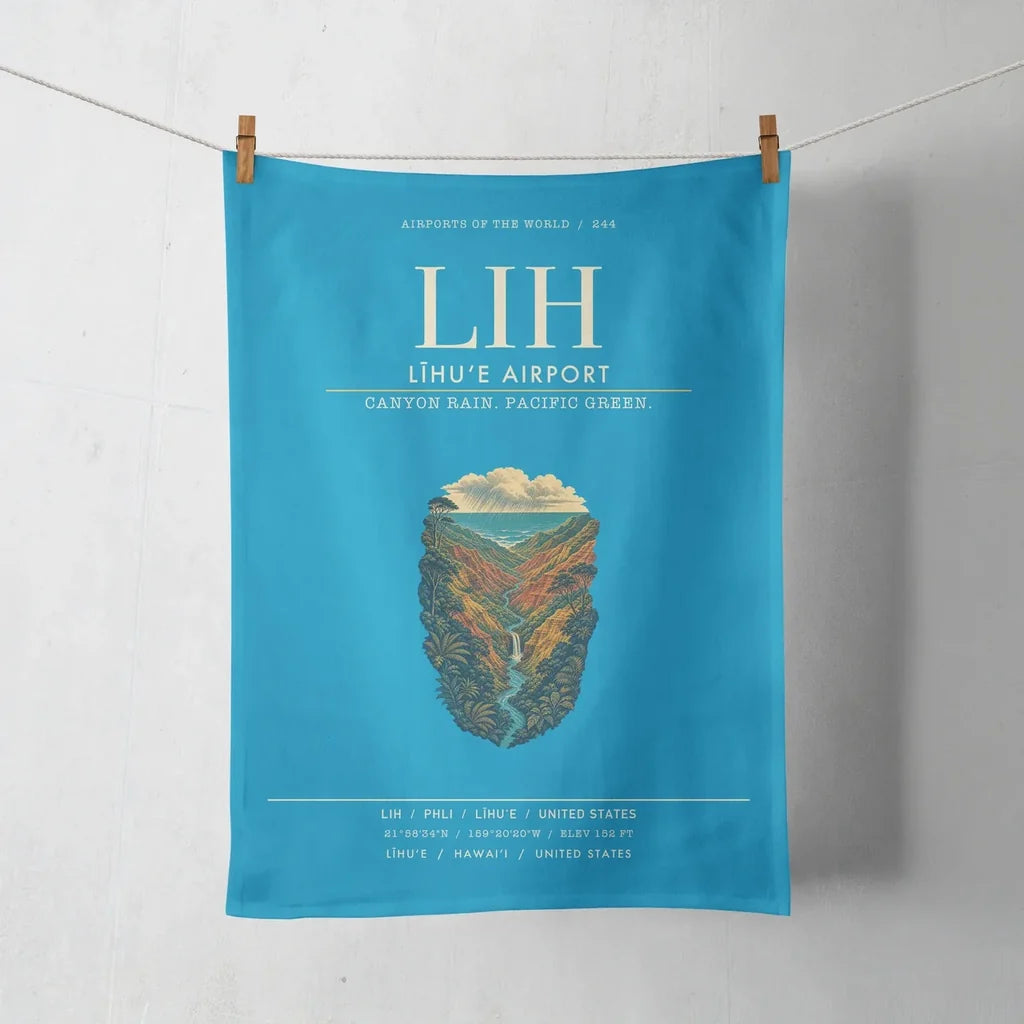 Līhuʻe Airport (LIH) design on turquoise towel