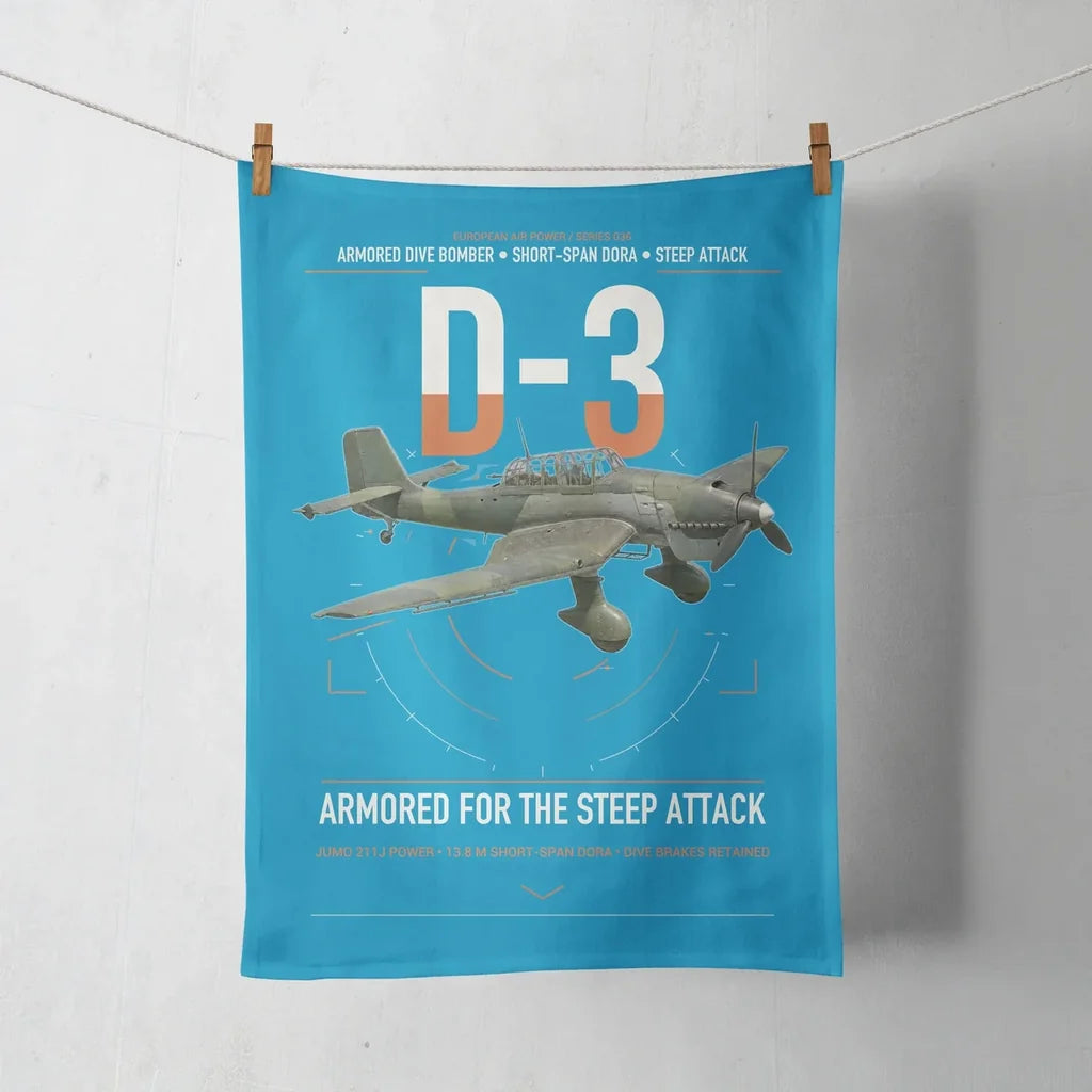 Junkers Ju 87D-3 design on turquoise towel