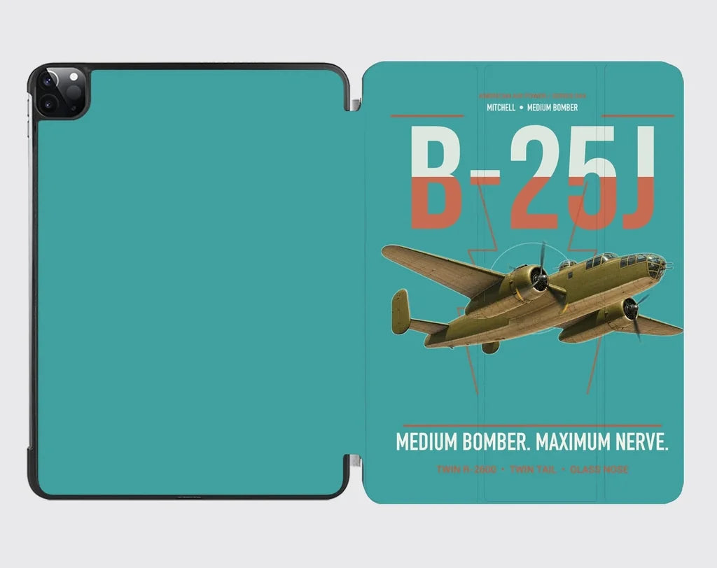 B-25J Mitchell design on turquoise ipad tablet case