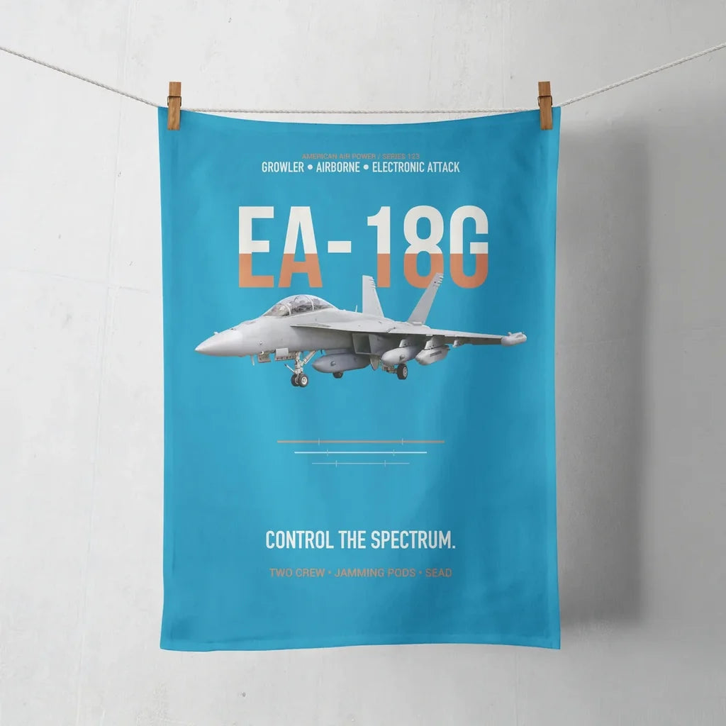 EA-18G Growler Control The Spectrum design on turquoise towel