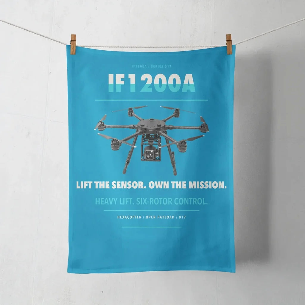 Inspired Flight IF1200A design on turquoise towel