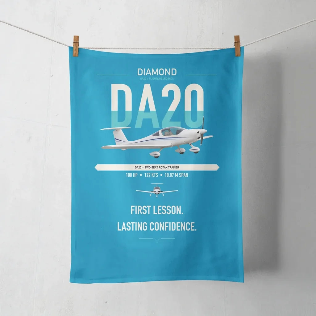 Diamond DA20 design on turquoise towel