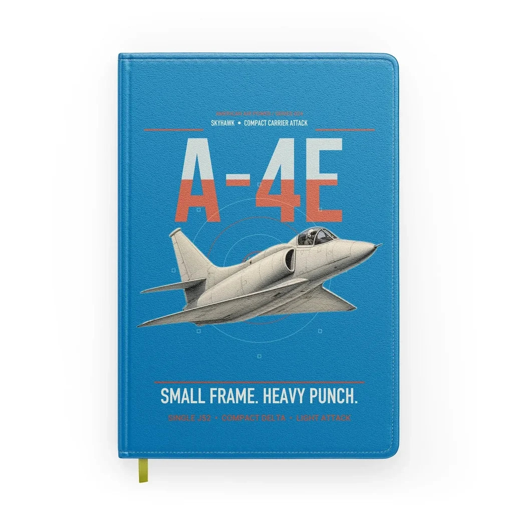 A-4E Skyhawk design on turquoise notebook