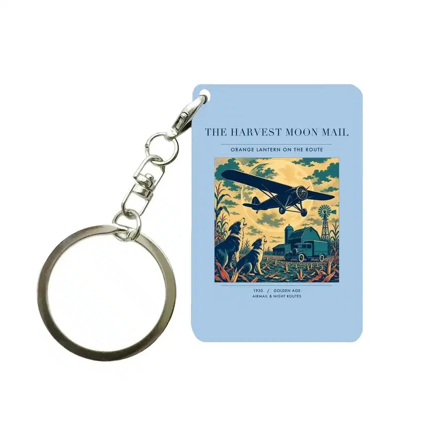 VINTAGE G4479 - The Harvest Moon Mail - Designed Key Chain design on lightblue