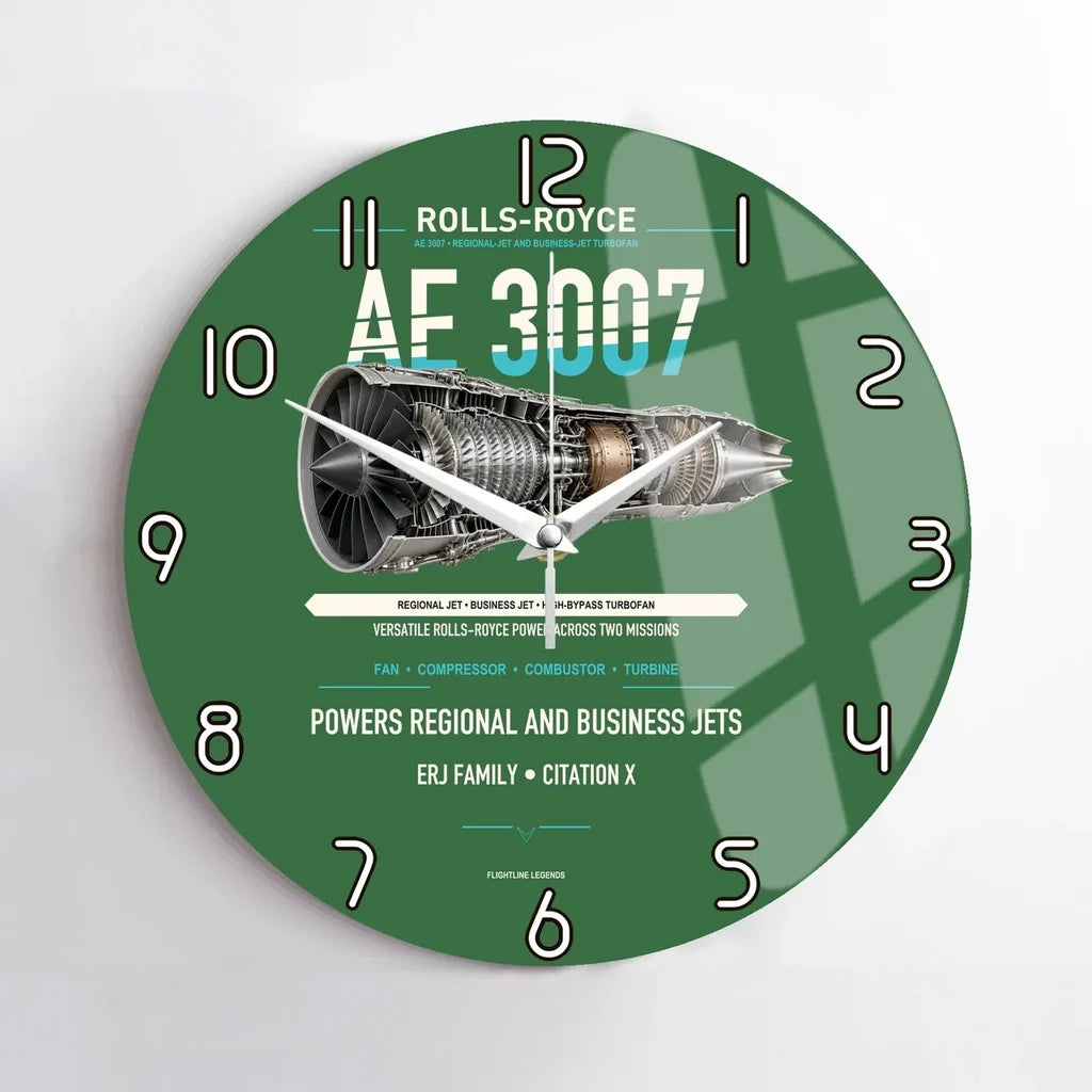 AE 3007 design on green no frame wall clock