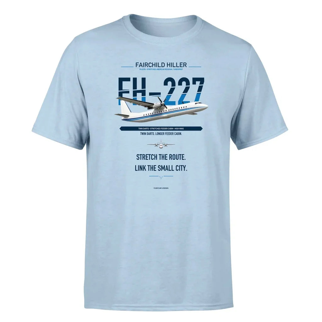 Fairchild Hiller FH-227B design on light blue single side