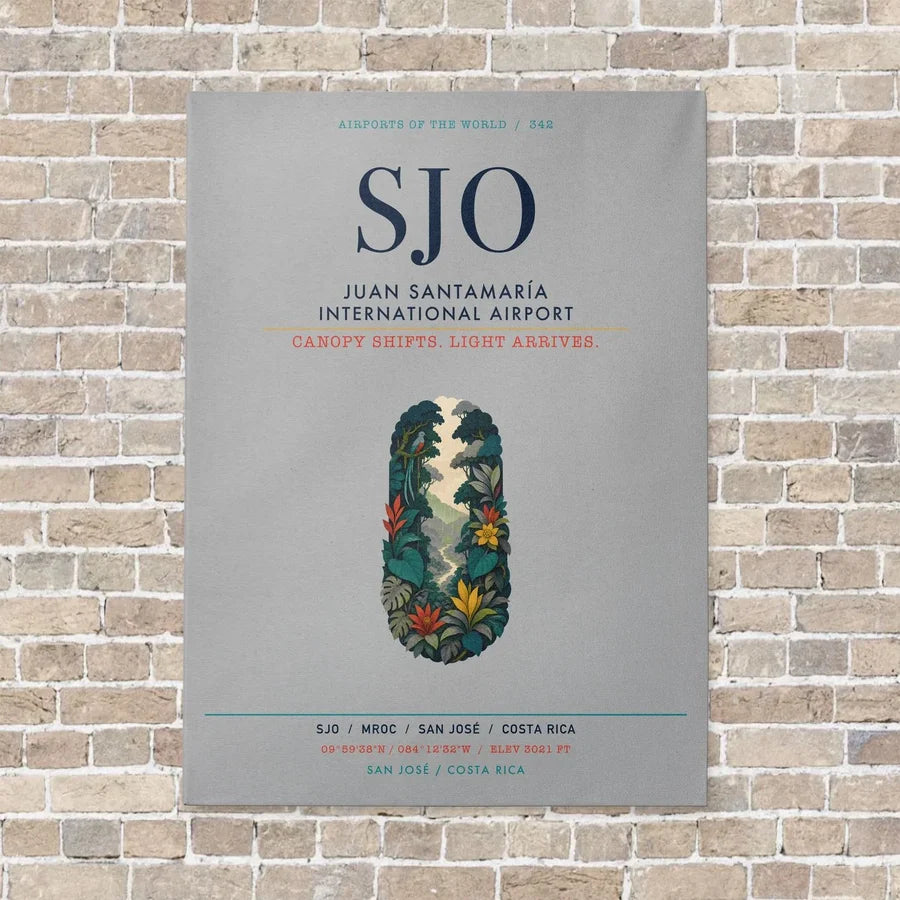 Juan Santamaría International Airport SJO vertical canvas print - no frame - light gray background