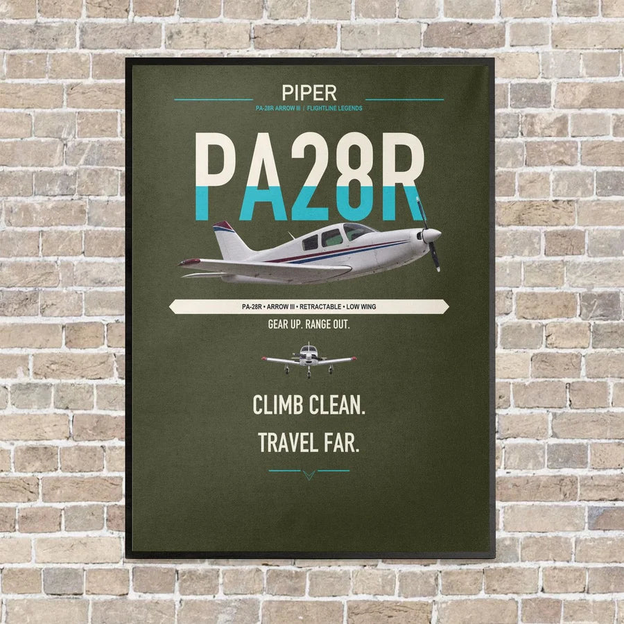 Piper PA-28R Arrow III vertical canvas print - framed - green army background