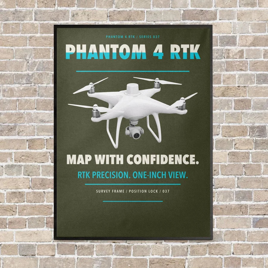 DJI Phantom 4 RTK vertical canvas print - framed - green army background
