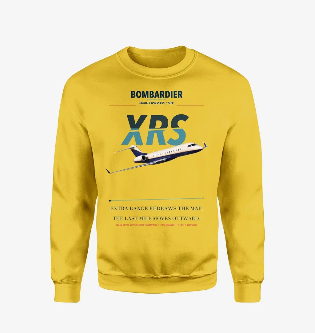 Bombardier Global Express XRS design on yellow sweatshirt