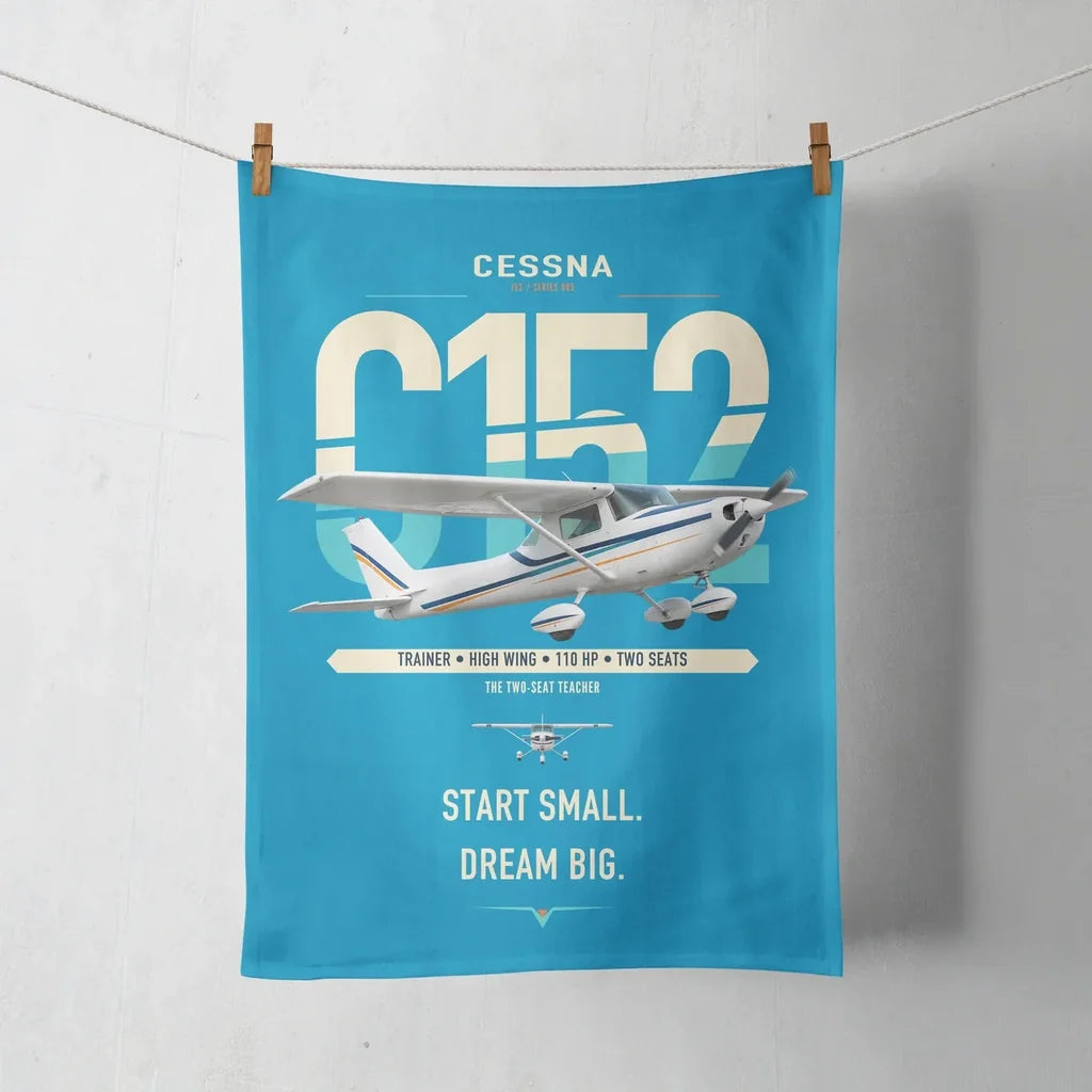 Cessna 152 design on turquoise towel