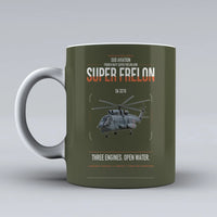 Thumbnail for Sud Aviation SA 321G Super Frelon design on green army ceramic mug, double-side print