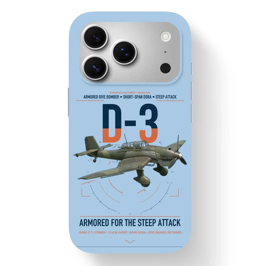 Junkers Ju 87D-3 design on light blue magsafe iphone case, for iPhone 17 Pro