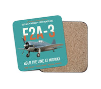 Thumbnail for F2A-3 Buffalo Hold the Line at Midway design on turquoise 1 piece coaster