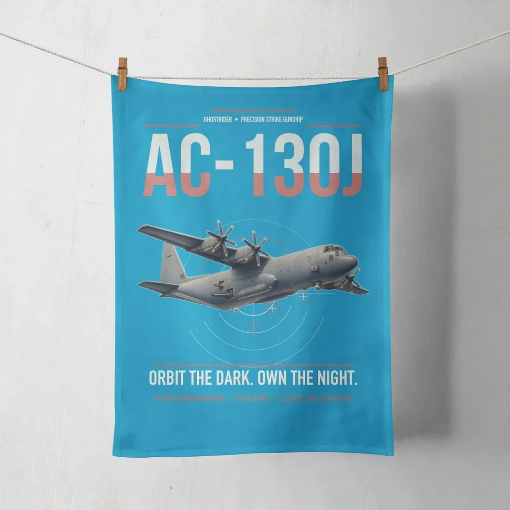 AC-130J Ghostrider design on turquoise towel