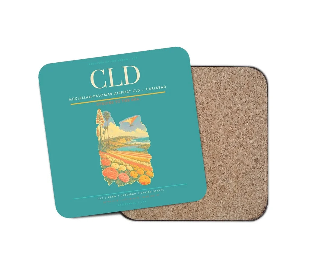McClellan-Palomar Airport (CLD) design on turquoise 1 piece coaster