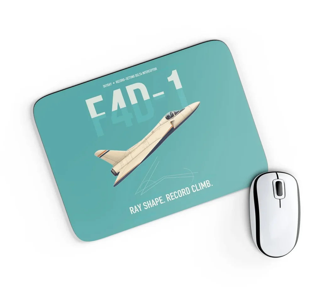 F4D-1 Skyray design on turquoise rectangle mouse pad