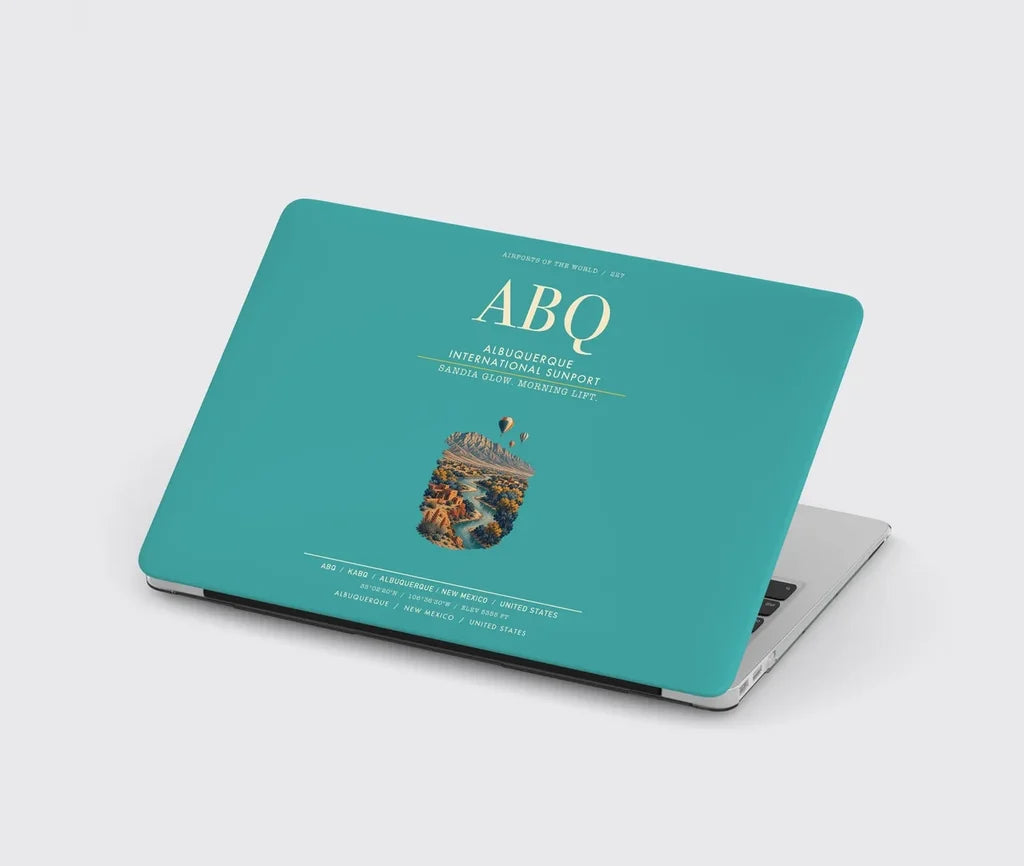 Albuquerque International Sunport (ABQ) design on turquoise MacBook case