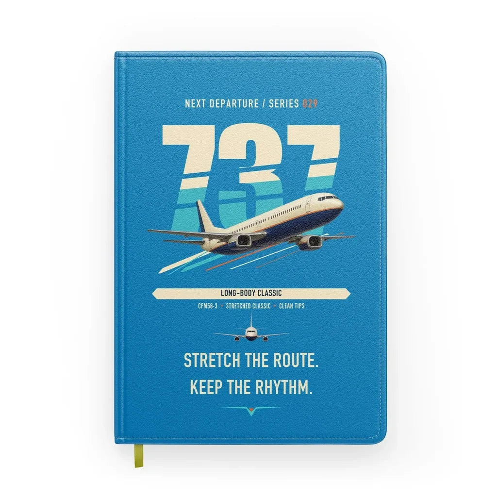 Boeing 737-400 Classic design on turquoise notebook
