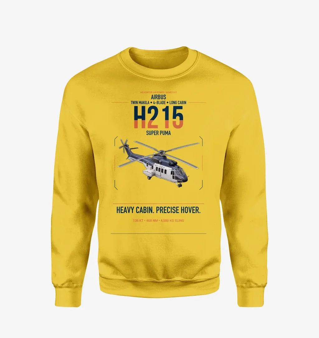 Airbus H215 design on yellow sweatshirt
