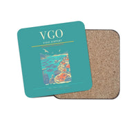 Thumbnail for Vigo Airport (VGO) design on turquoise 1 piece coaster