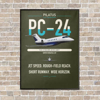 Thumbnail for Pilatus PC-24 vertical canvas print - framed - green army background