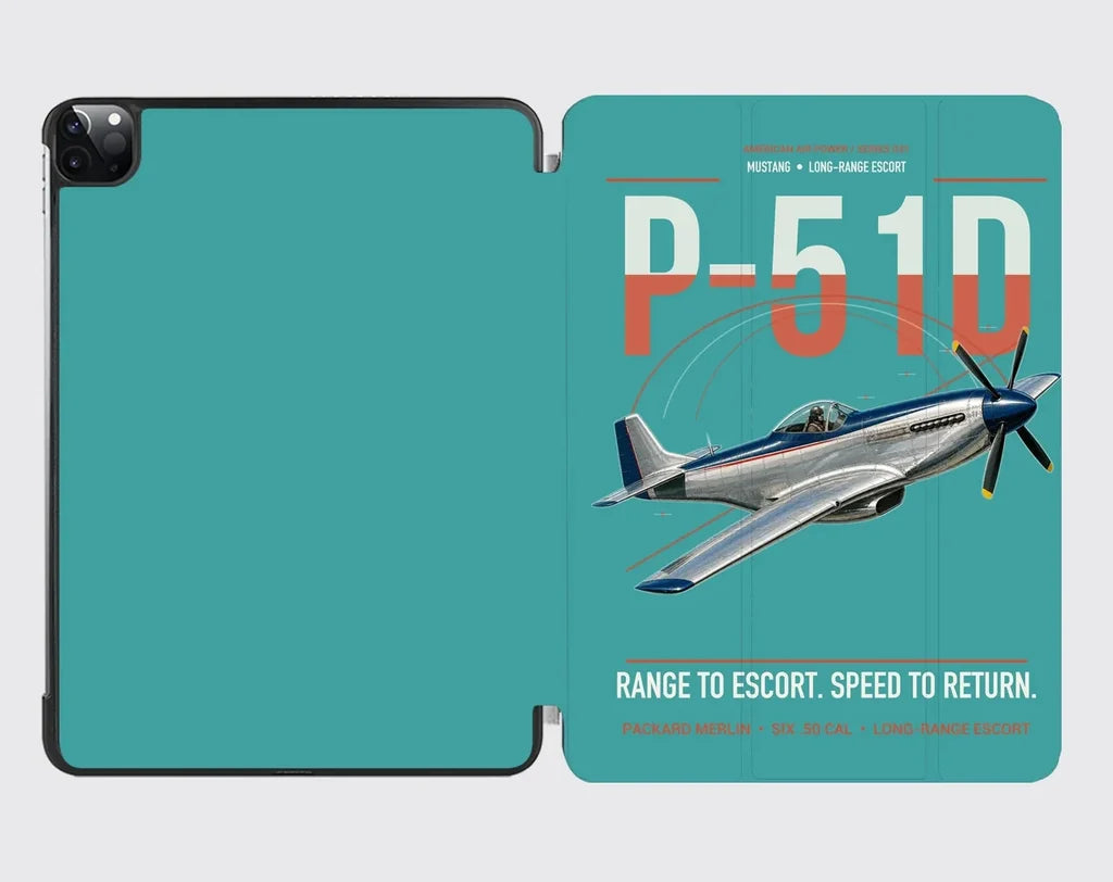P-51D Mustang design on turquoise ipad tablet case
