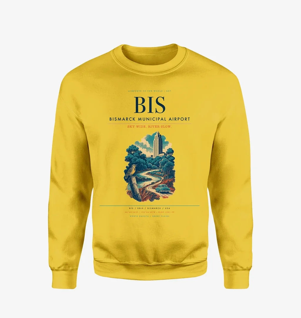 Bismarck Municipal Airport BIS Sweatshirt - Yellow