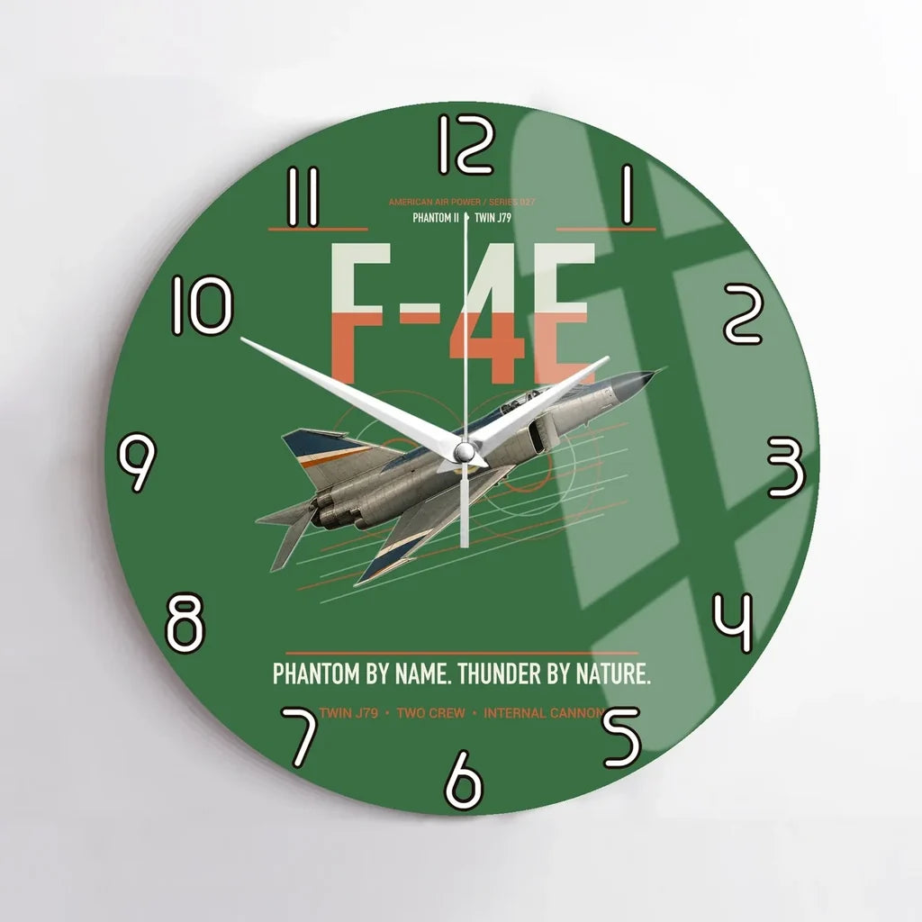 F-4E Phantom II design on green no frame wall clock