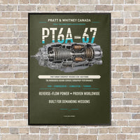 Thumbnail for PT6A-67 vertical canvas print - framed - green army background
