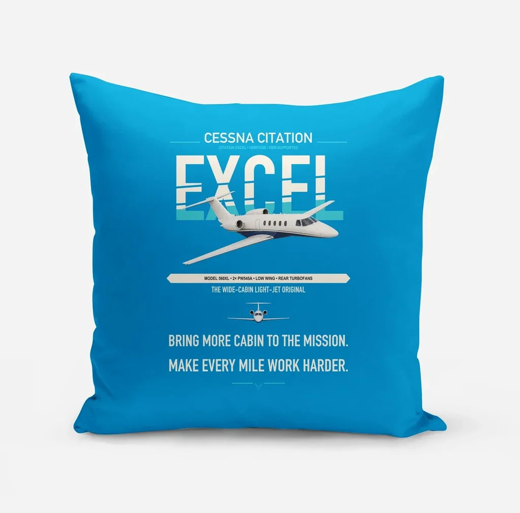 Cessna Citation Excel design on turquoise pillow