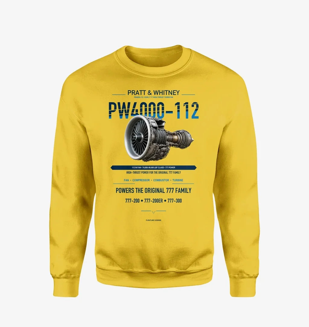PW4000-112 design on yellow sweatshirt