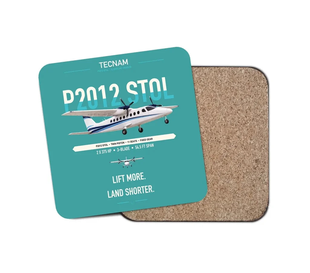 Tecnam P2012 STOL design on turquoise 1 piece coaster