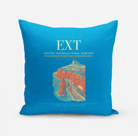Thumbnail for Exeter International Airport (EXT) design on turquoise pillow