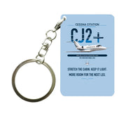 Thumbnail for Cessna Citation CJ2+ design on light blue designed key chain, double-side print