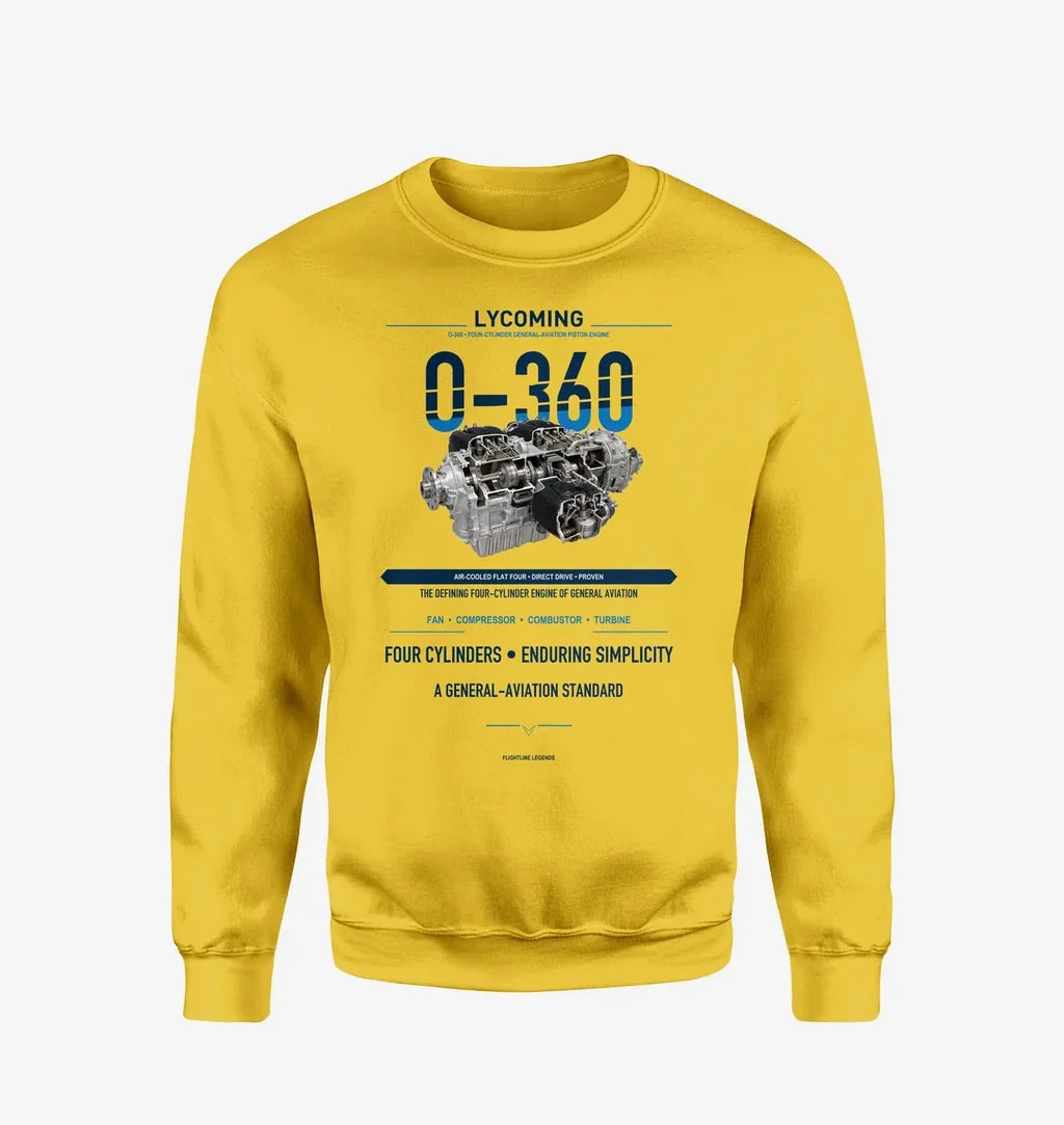 O-360 design on yellow sweatshirt
