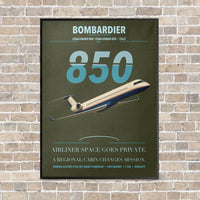 Thumbnail for Bombardier Challenger 850 vertical canvas print - framed - green army background
