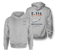 Thumbnail for E-11A BACN design on light gray double-side hoodie, double-side print
