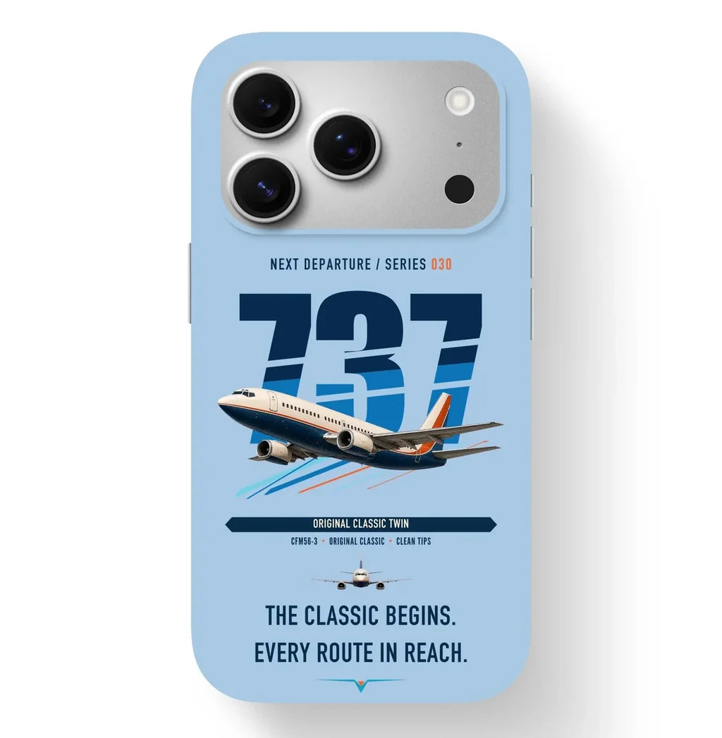 Boeing 737-300 Classic design on light blue magsafe iphone case