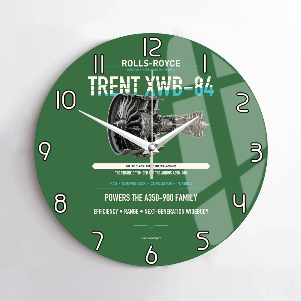 TRENT XWB-84 design on green no frame wall clock